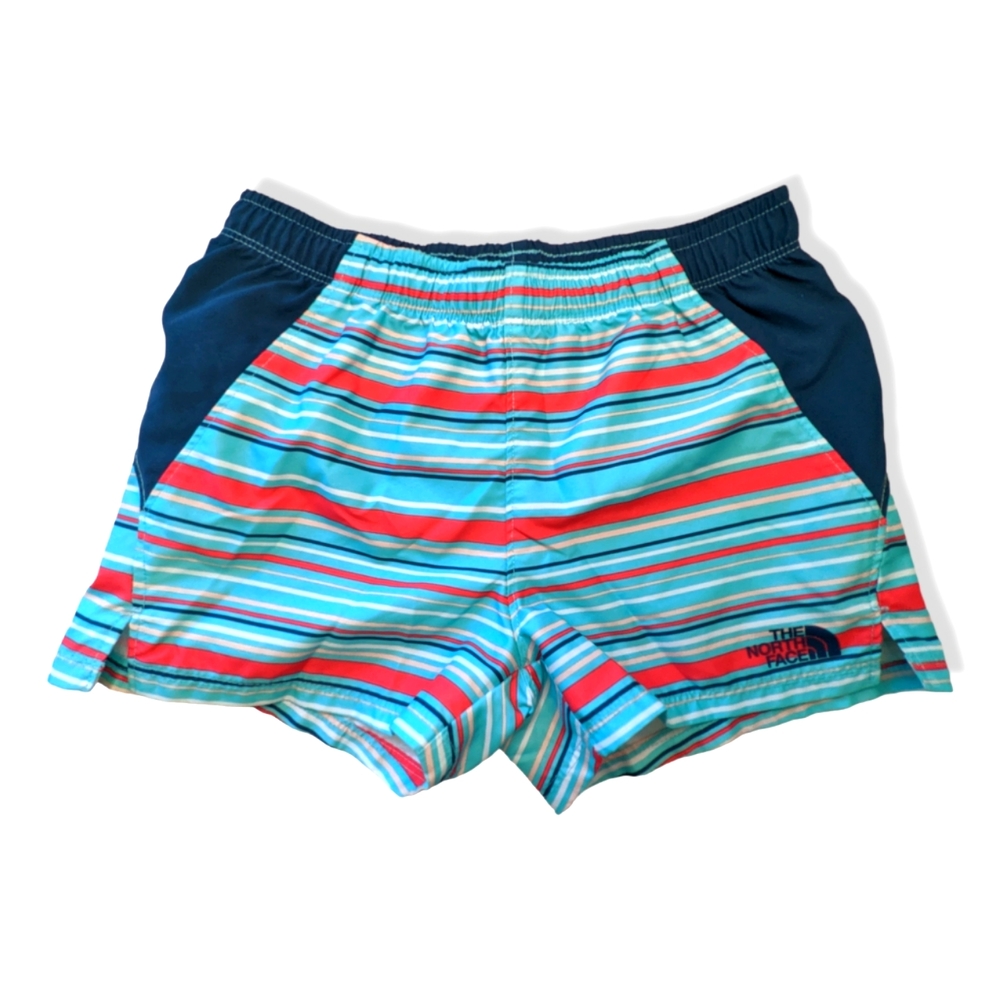 The North Face Girl's Running Short Y Small 7/8 Pink, Navy & Light Blue Stripes